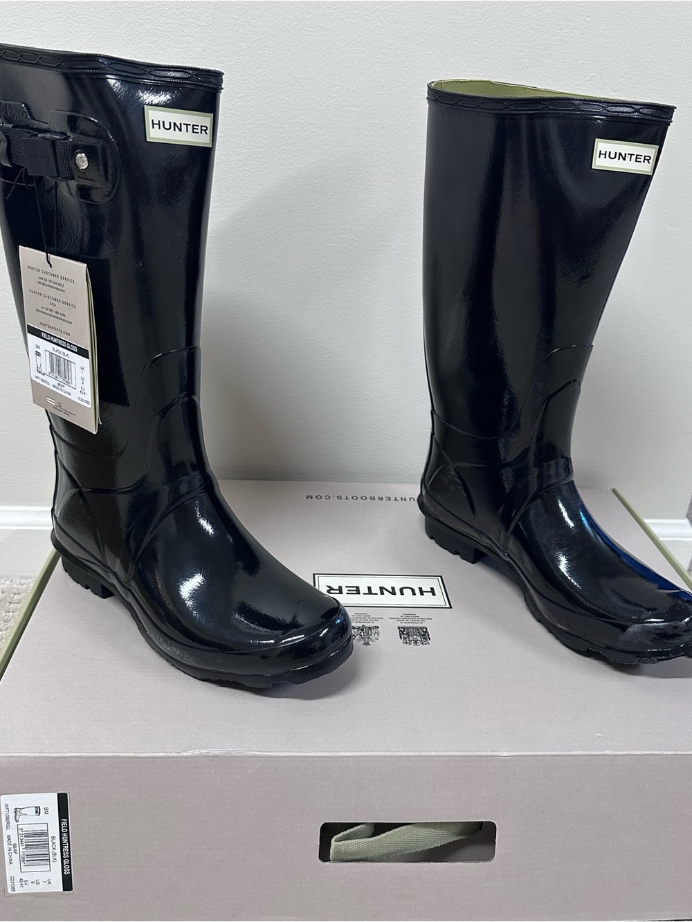 Hunter Field Huntress Gloss Boots in Black